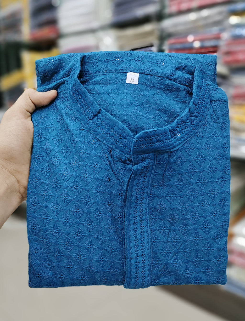 Heavy Rayon Chikan Work Kurta Pajama Set For Men's