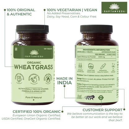 Saptamveda Organic Wheatgrass Tablets - 120 tabs