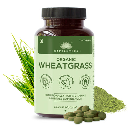 Saptamveda Organic Wheatgrass Tablets - 120 tabs