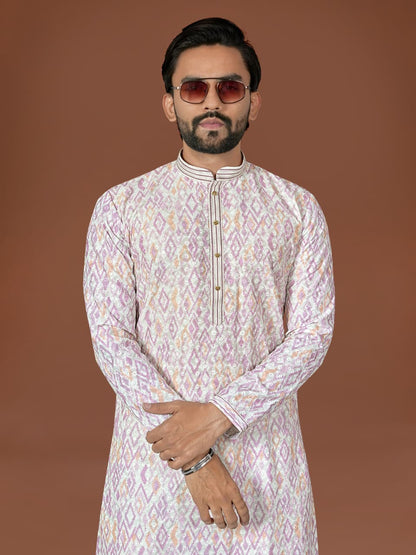Anaita White Lucknowi Silk Straight Kurta