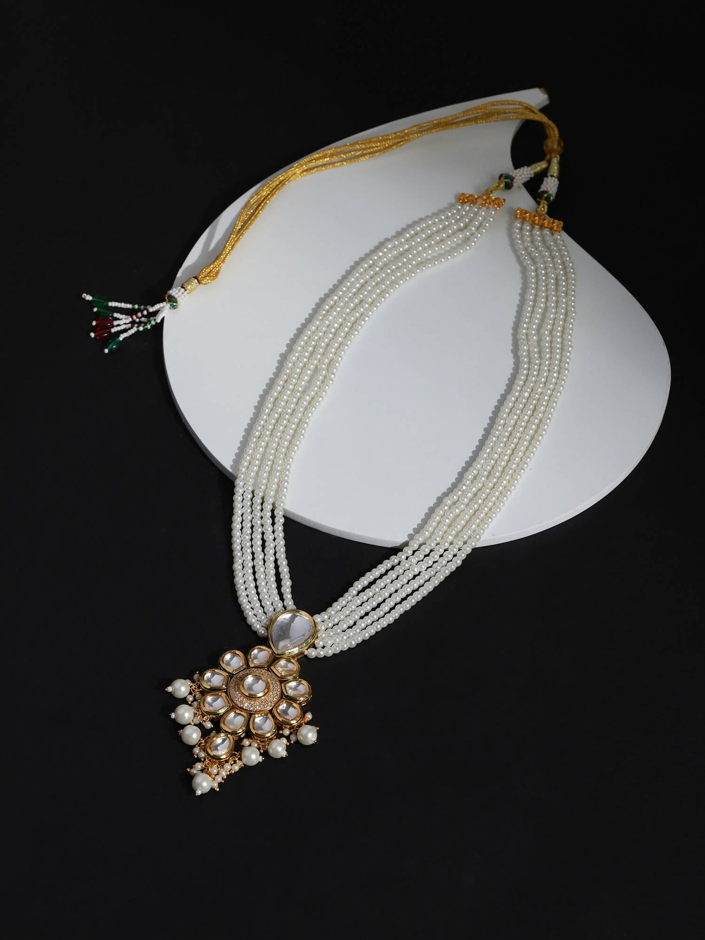 Gold-Toned White Brass Gold-Polished Necklace - Ruby Raang