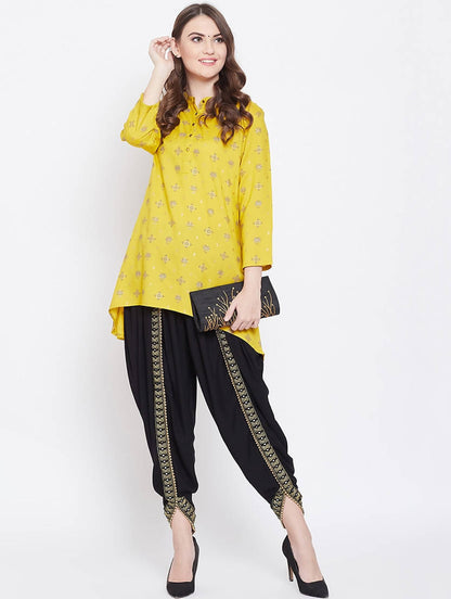 Indian Clothing Cheera Women’s Black Dhoti With Golden Lace