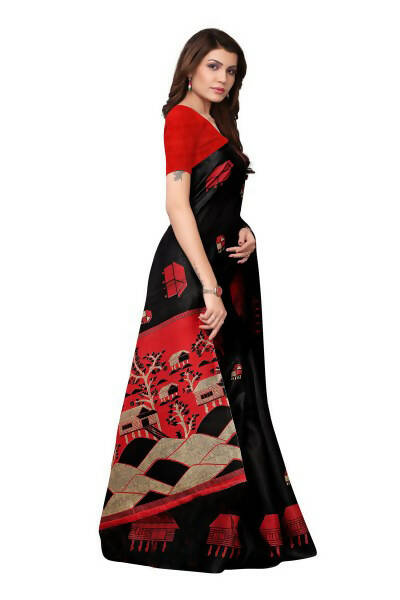Vamika Latest Black Color Kalamkari With Jhalar Khadi Silk Saree