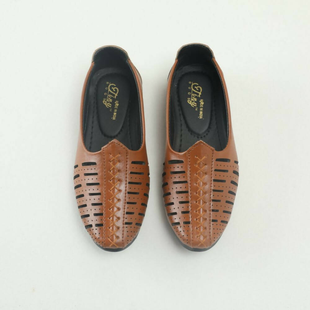 Tiny Bugs Boys Party & Ethnic Wear Mojari - Tan