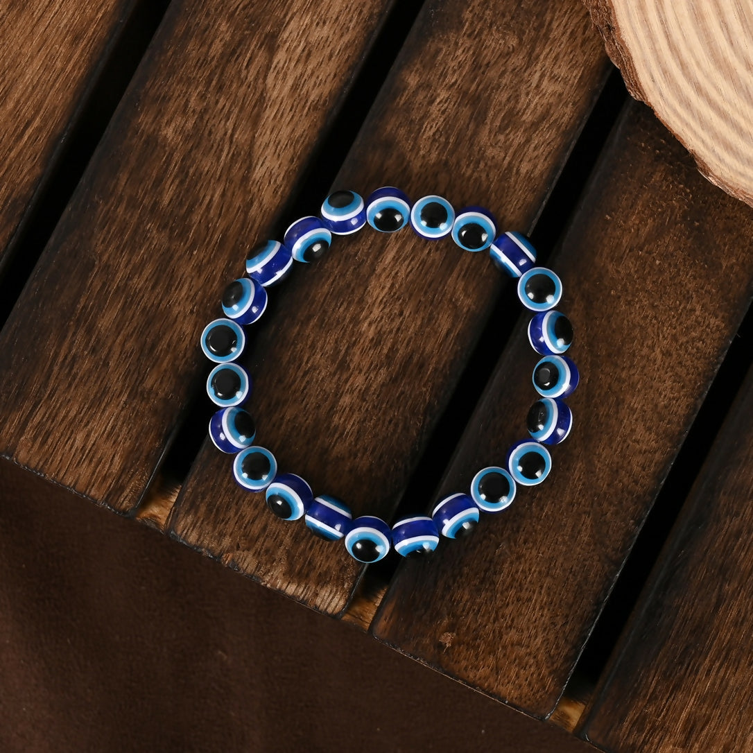 NVR Women & Men Blue Evil Eye Rakhi With Roli Chawal
