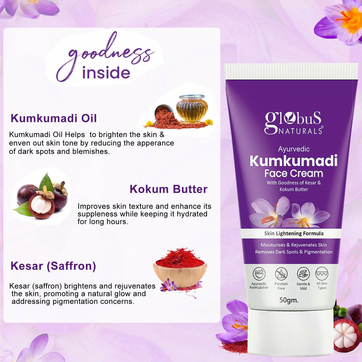 Globus Naturals Ayurvedic Kumkumadi Skin Lightening Face Cream