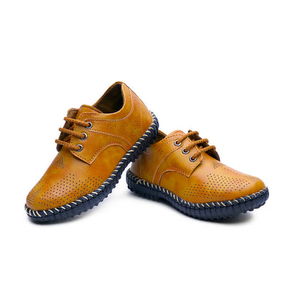 Tiny Bugs Boys Casual Lace Up Shoes - Tan