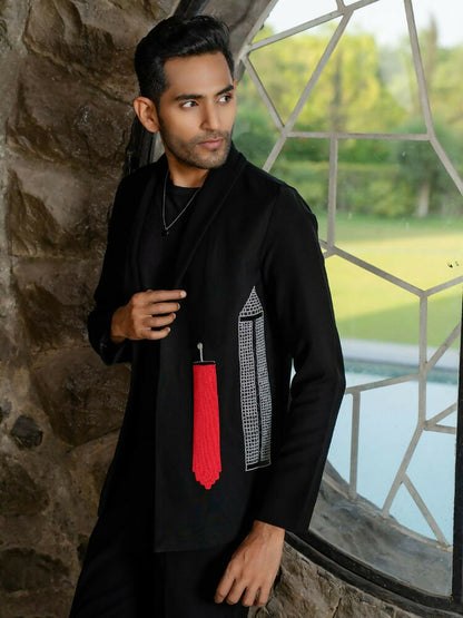 Statement Embroidered Black Co-Ord Set by Hilo Design