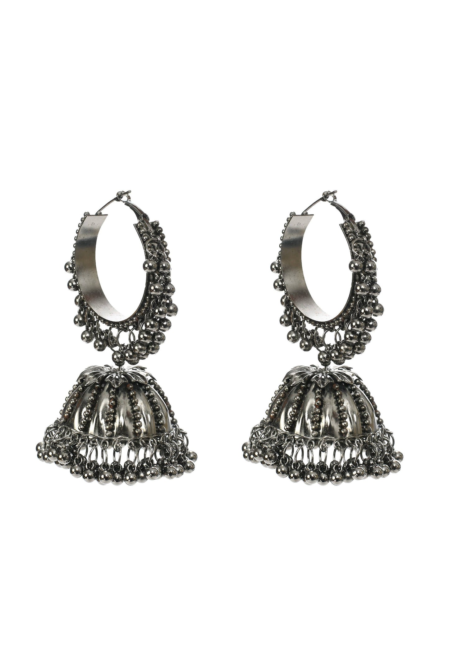 Mominos Fashion Johar Kamal Oxidised Black-Plated With Ghungroo Jhumkas