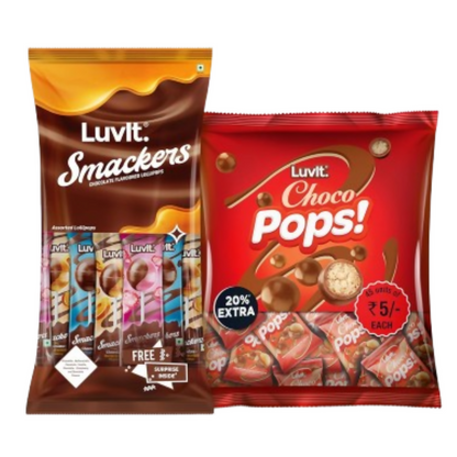 LuvIt. Smackers Chocolate Flavoured Assorted Lollipops & ChocoPops Chocolate