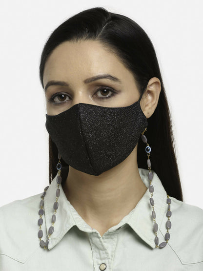 Grey Gold-Toned Alloy Gold-Polished Mask Chain - Ruby Raang