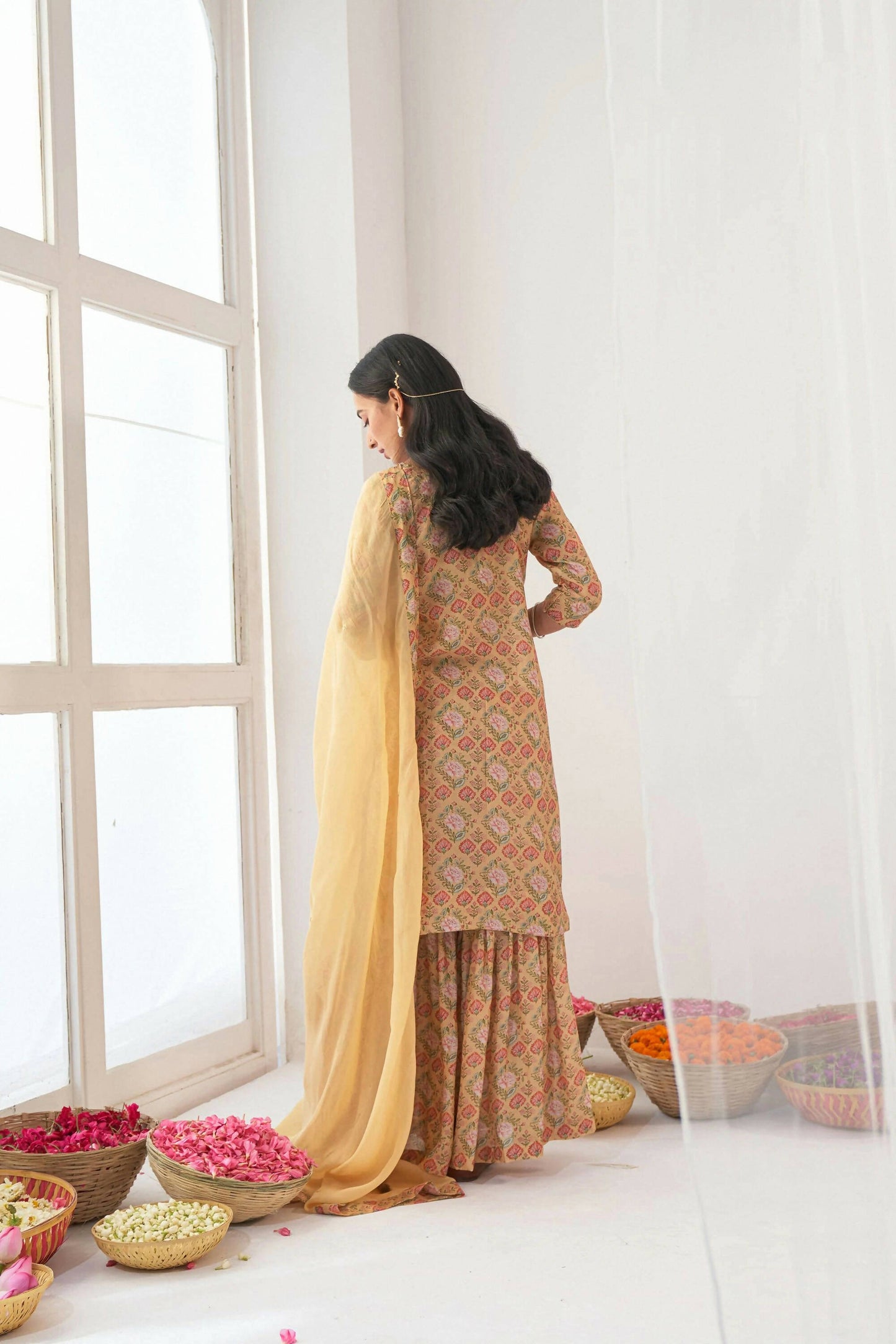 Designer Stylish Yellow Muslin Stitched Suit With Dupatta - Anbazaar