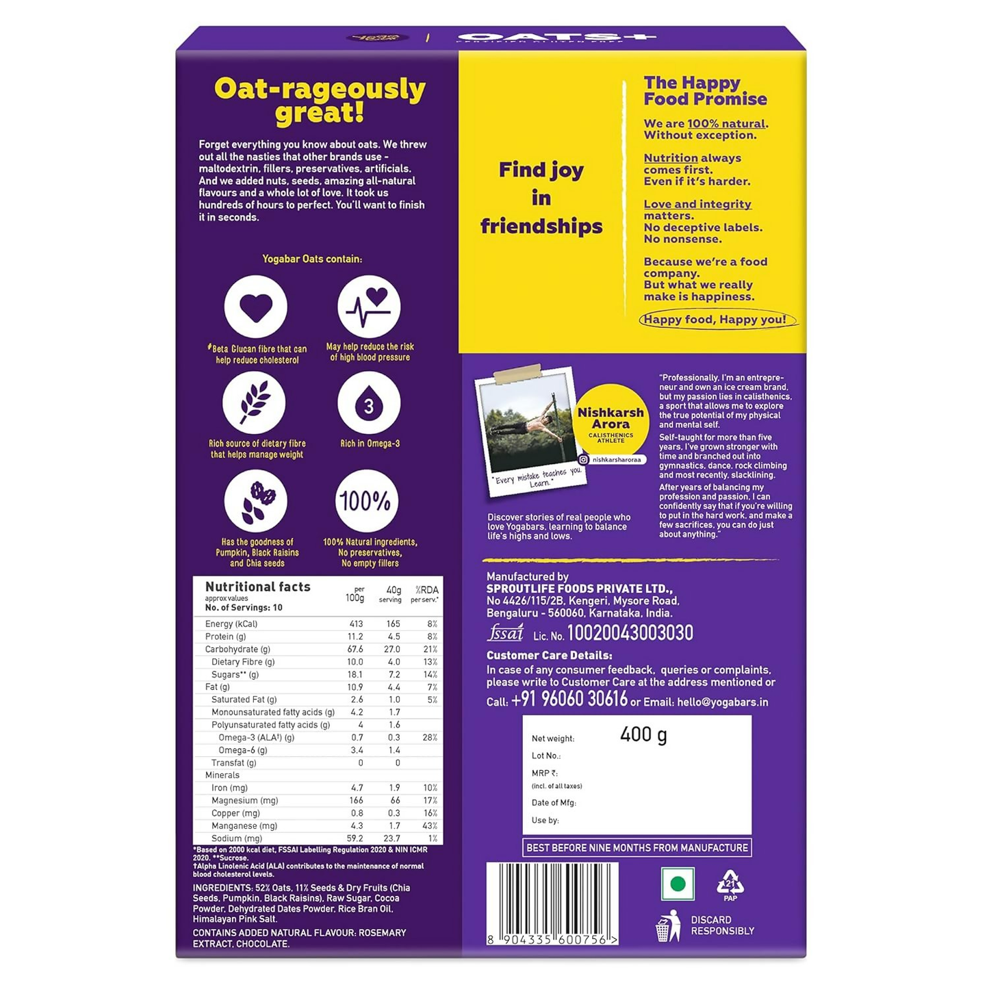 Yoga Bar Multigrain Energy Snack Bars - Dark Chocolate Flavour Premium Super Oats Combo