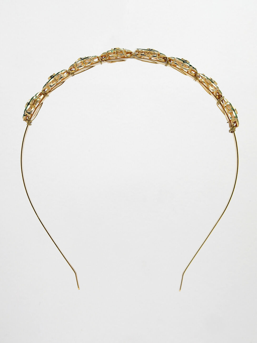 NVR Women's Gold-Polished Kundan Embellished Hairband