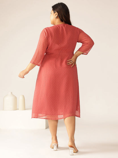 Janasya Light Dobby Chiffon Self Design A-Line Kurta