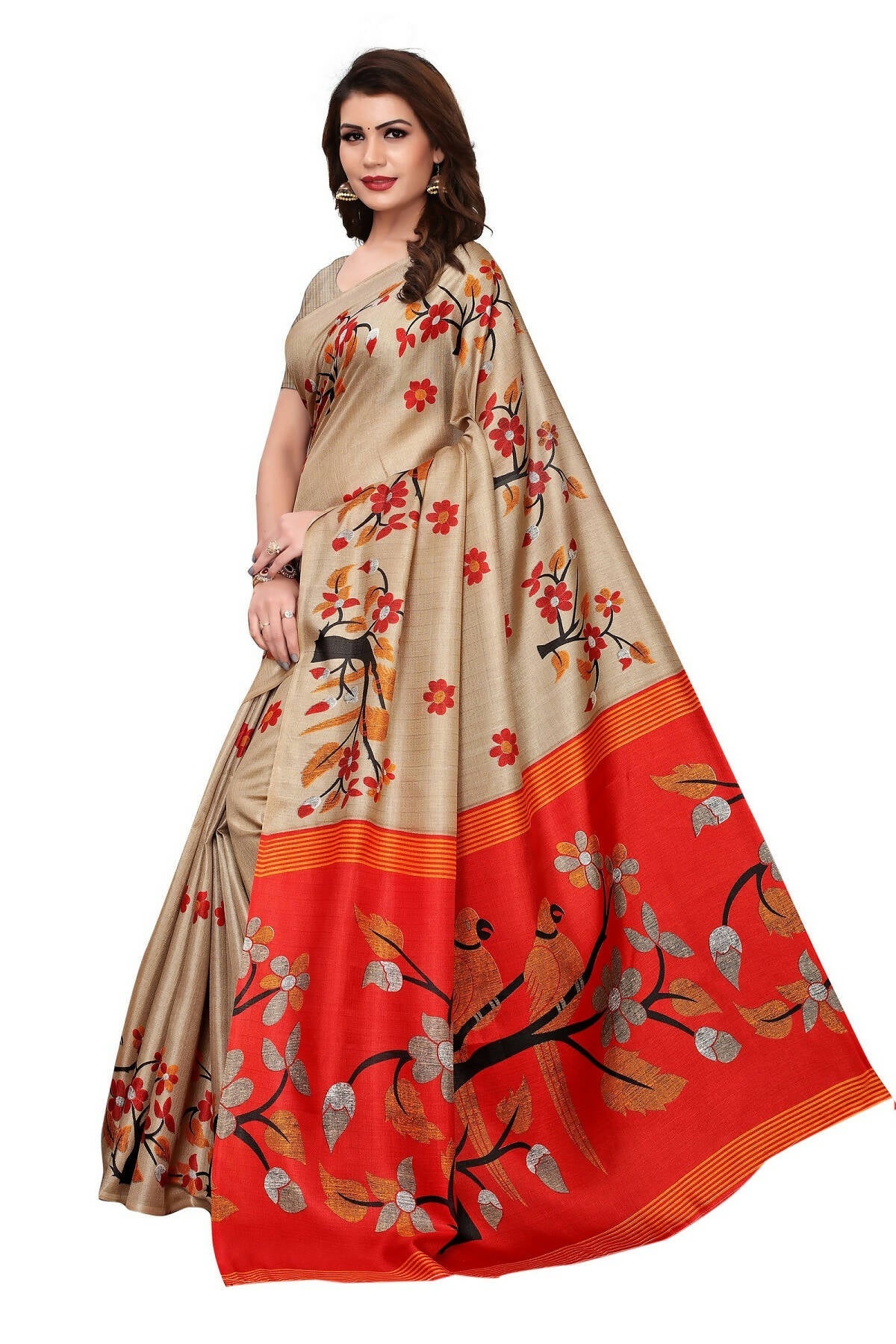Vamika Chiku Kalamkari With Jhalar Khadi Silk Saree