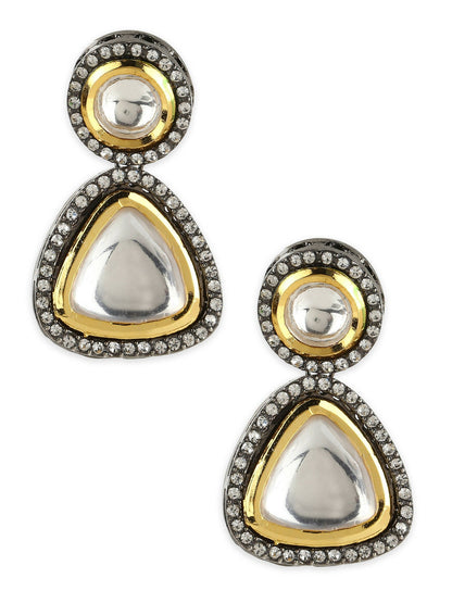 Silver-Plated Contemporary Drop Earrings - Ruby Raang