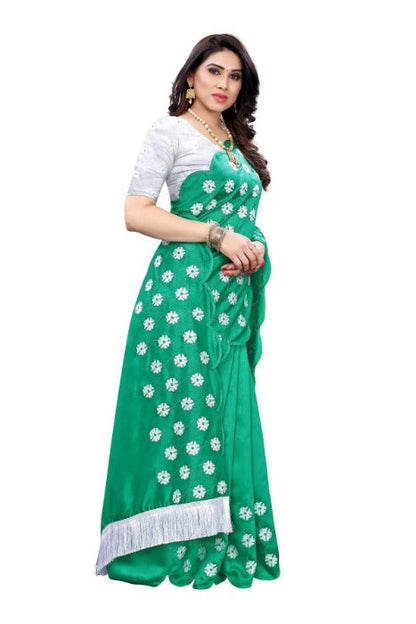 Vamika Zoya Silk Embroidered Rama Green Saree (RAKHI RAMA)