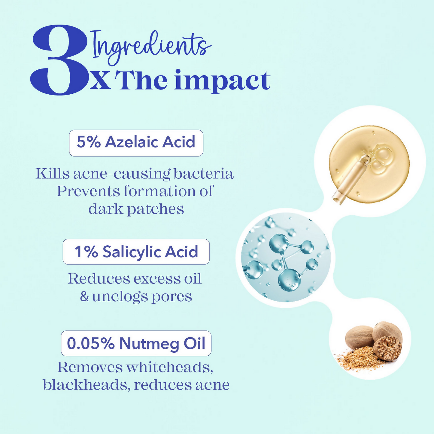 Blue Heaven Acne Clear Serum with 5% Azelaic Acid +1% Salicylic Acid + 0.5% Nutmeg Oil