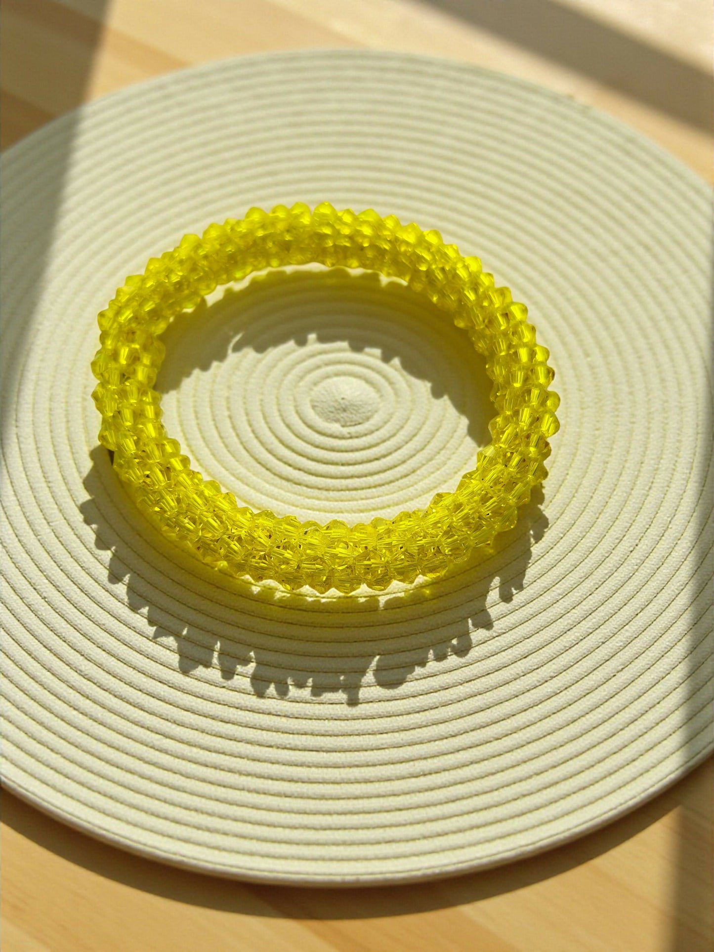 Inhanns Unisex Crystal Bloom – Adjustable Crystal Bead Bracelets - Lemon Yellow