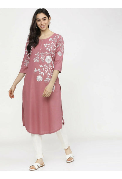 Cheera Embellished Daily Wear Cotton Blend Kurta - Peach