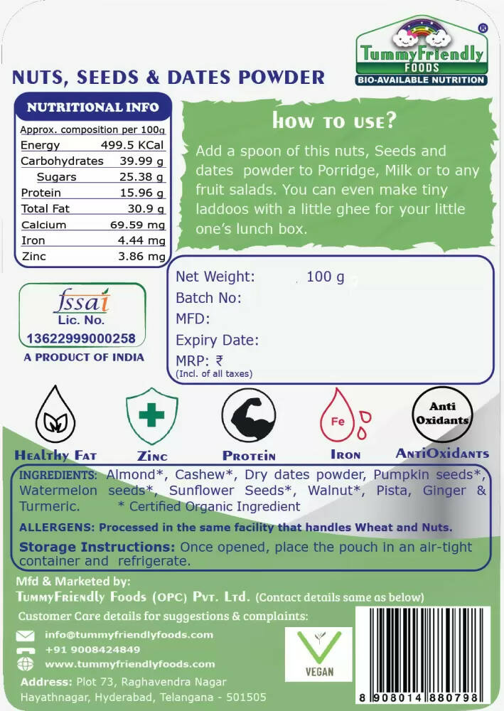 TummyFriendly Foods Premium Nuts, Seeds and Dates Powder