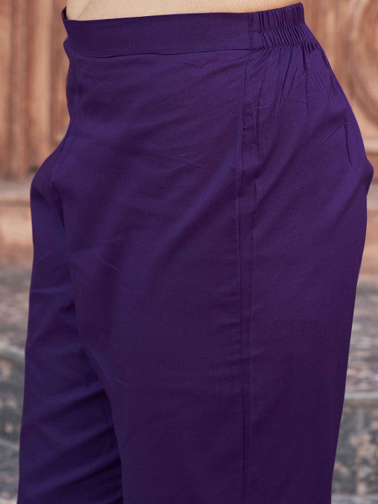 Tikhi Imli Women Embroidered Regular Thread Work Pure Cotton Kurta with Trousers & With Dupatta