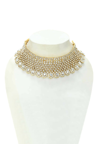 Mominos Fashion Johar Kamal Traditional Rajwadi Design Heavy Golden Colour Necklace Set