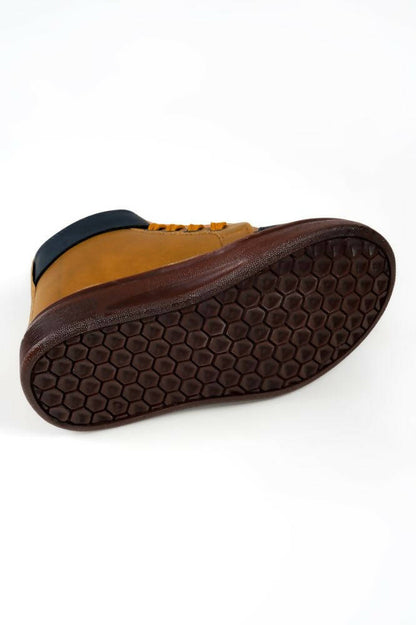 Tiny Bugs Boys Party Wear Mid Top Boots - Tan