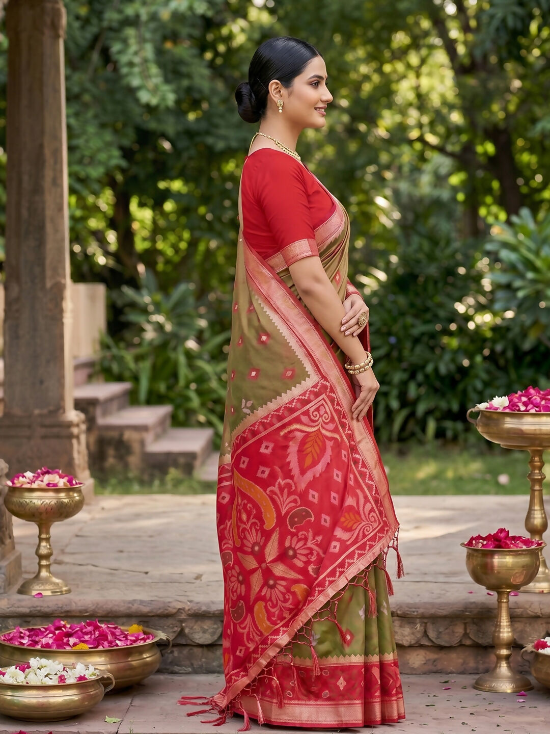 Shree Shyam Fashion Mehndi Soft Silk Saree