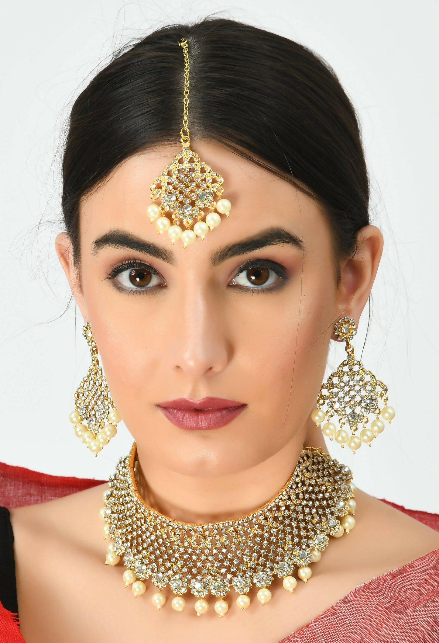 Mominos Fashion Johar Kamal Traditional Rajwadi Design Heavy Golden Necklace Set