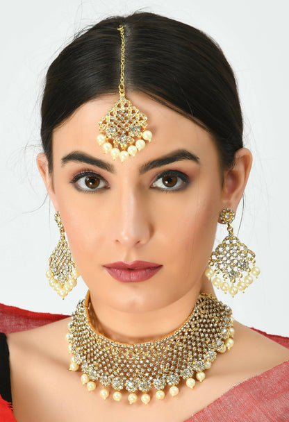 Mominos Fashion Johar Kamal Traditional Rajwadi Design Heavy Golden Necklace Set