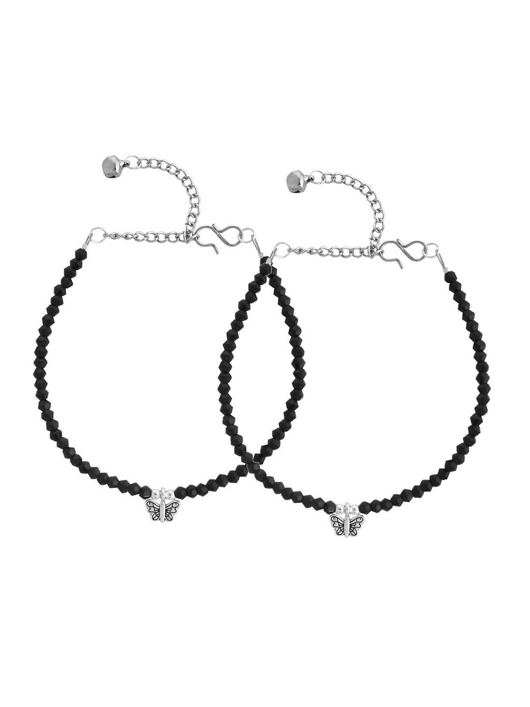 VOJ Women Black Color stainless steel Anklet