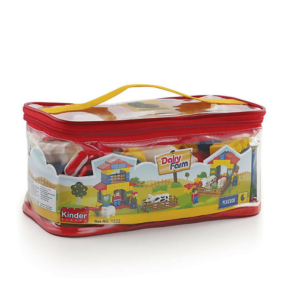 Peacock Learning & Educational Building Interlocking Blocks Set For Kids - Dairy Farm