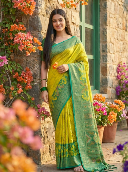 Shree Shyam Fashion Green Pochampally Silk Saree