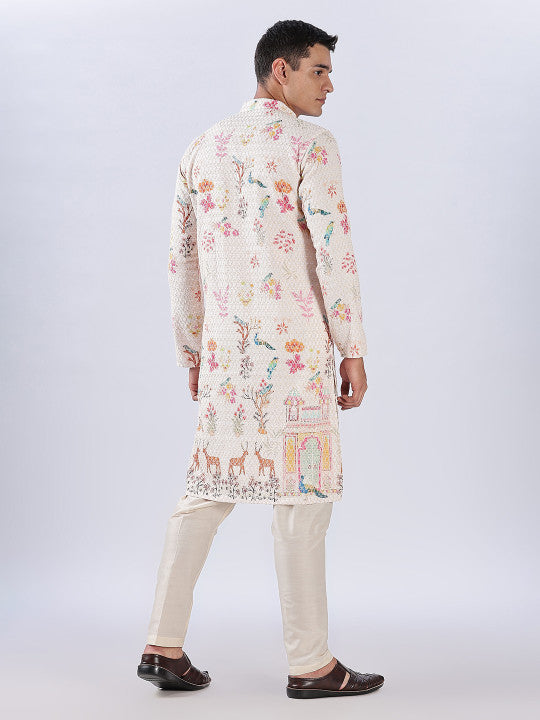 Anouk Men Floral Embroidered Cotton Kurta