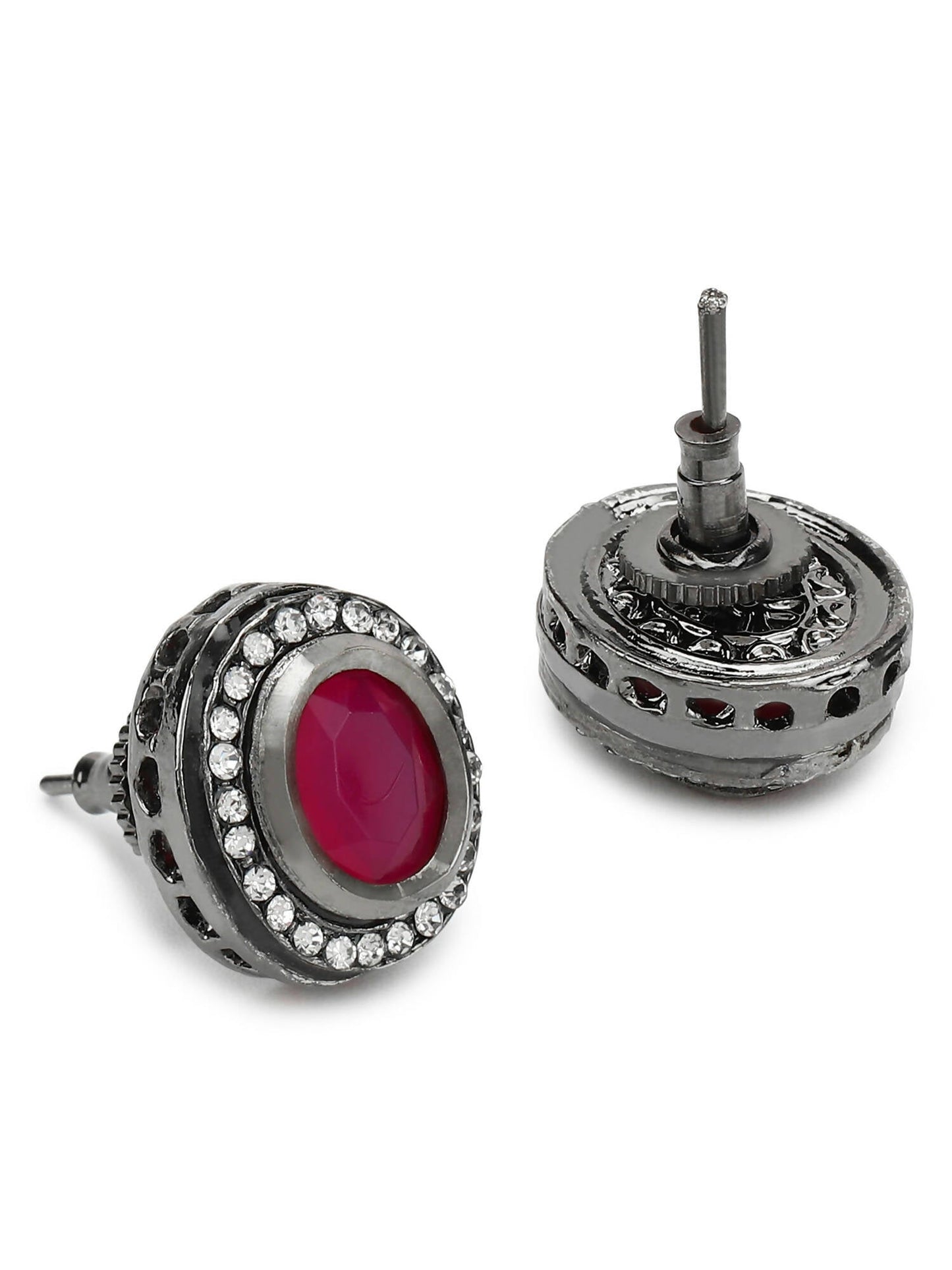 Pink Circular Studs Earrings - Ruby Raang