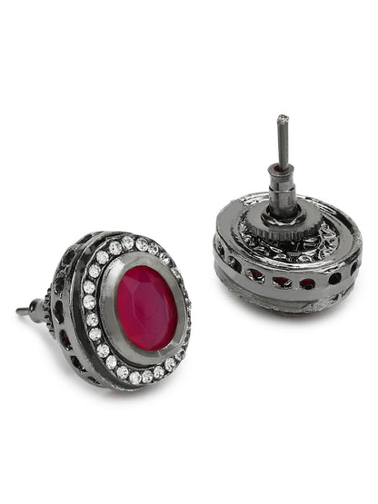 Pink Circular Studs Earrings - Ruby Raang