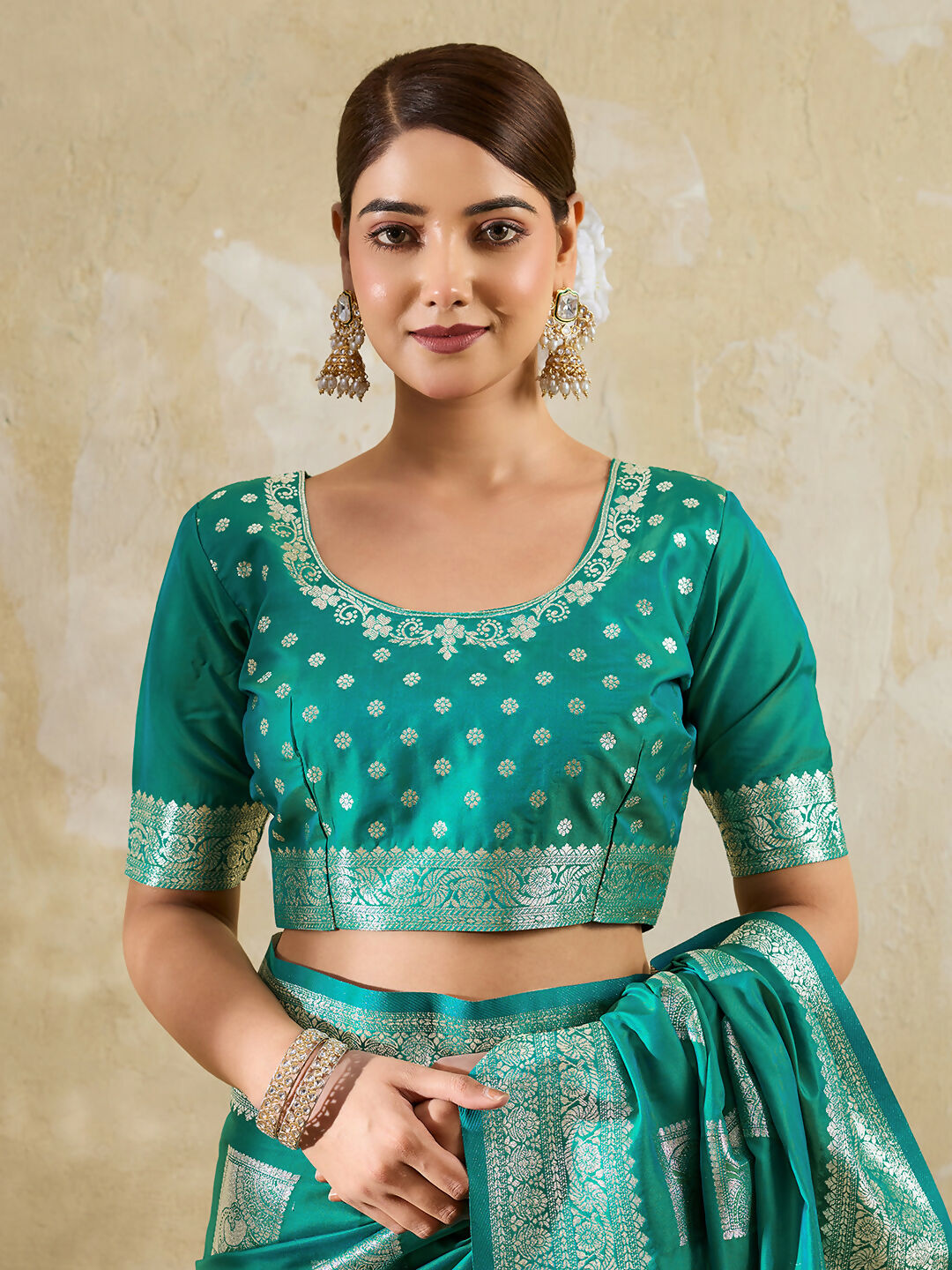 Shree Shyam Fashion Sea Green Silk Blend Saree