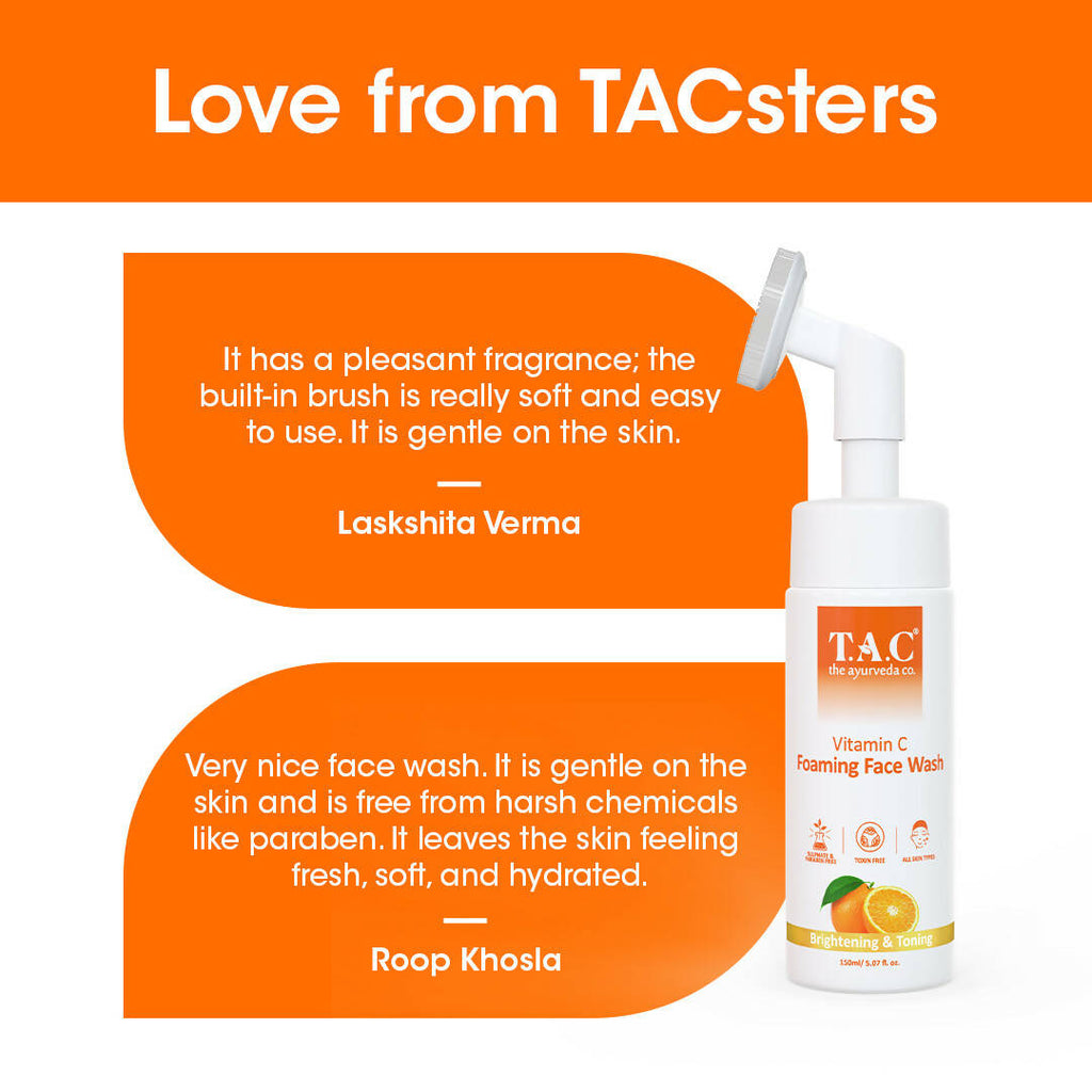 T.A.C - The Ayurveda Co. Vitamin C Foaming Face Wash for Face Brightening, Clean & Glowing Skin for Women & Men