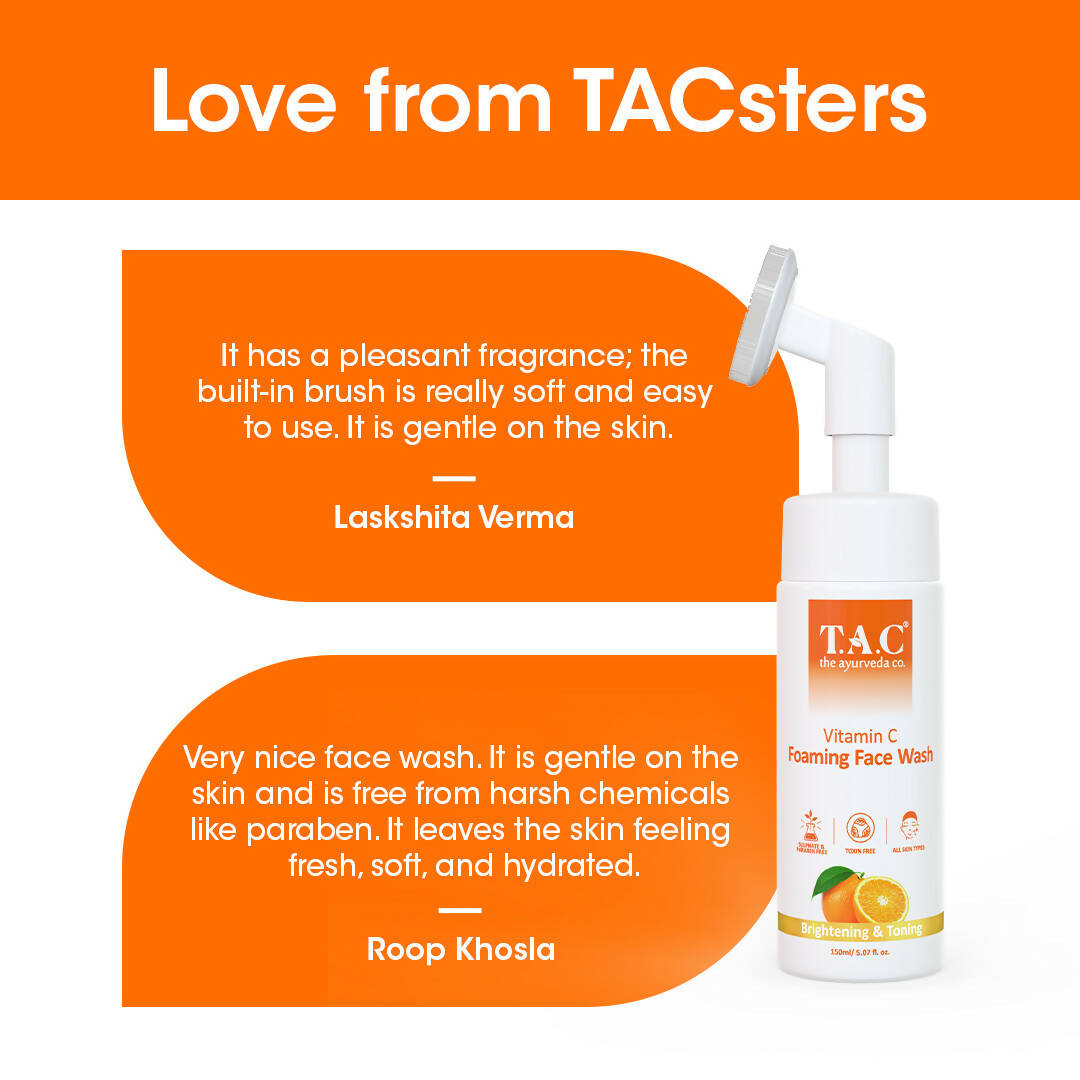 T.A.C - The Ayurveda Co. Vitamin C Foaming Face Wash for Face Brightening, Clean & Glowing Skin for Women & Men