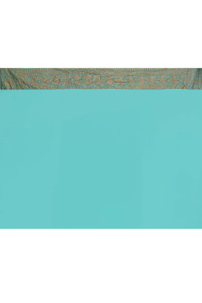 Joban Fashion Sky Blue Crepe Chiffon Pure Handloom Banarasi Silk Saree