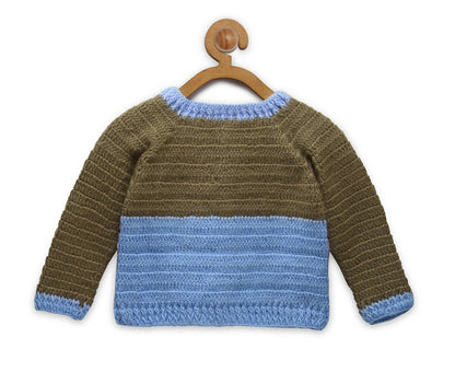 Chutput Kids Blue Coloured Solid Pullover with Applique Detail