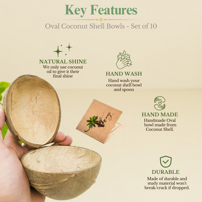 Thenga Natural Oval Coconut Shell Bowls