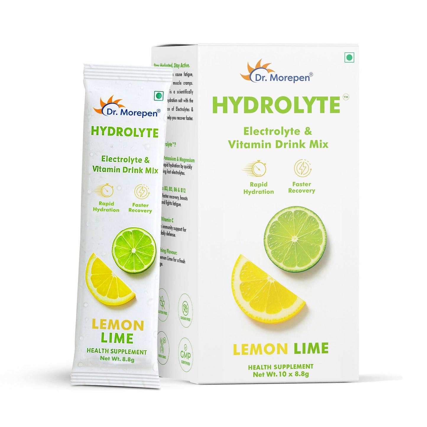 Dr. Morepen Hydrolyte Electrolyte & Vitamin Drink Mix - Lemon Lime