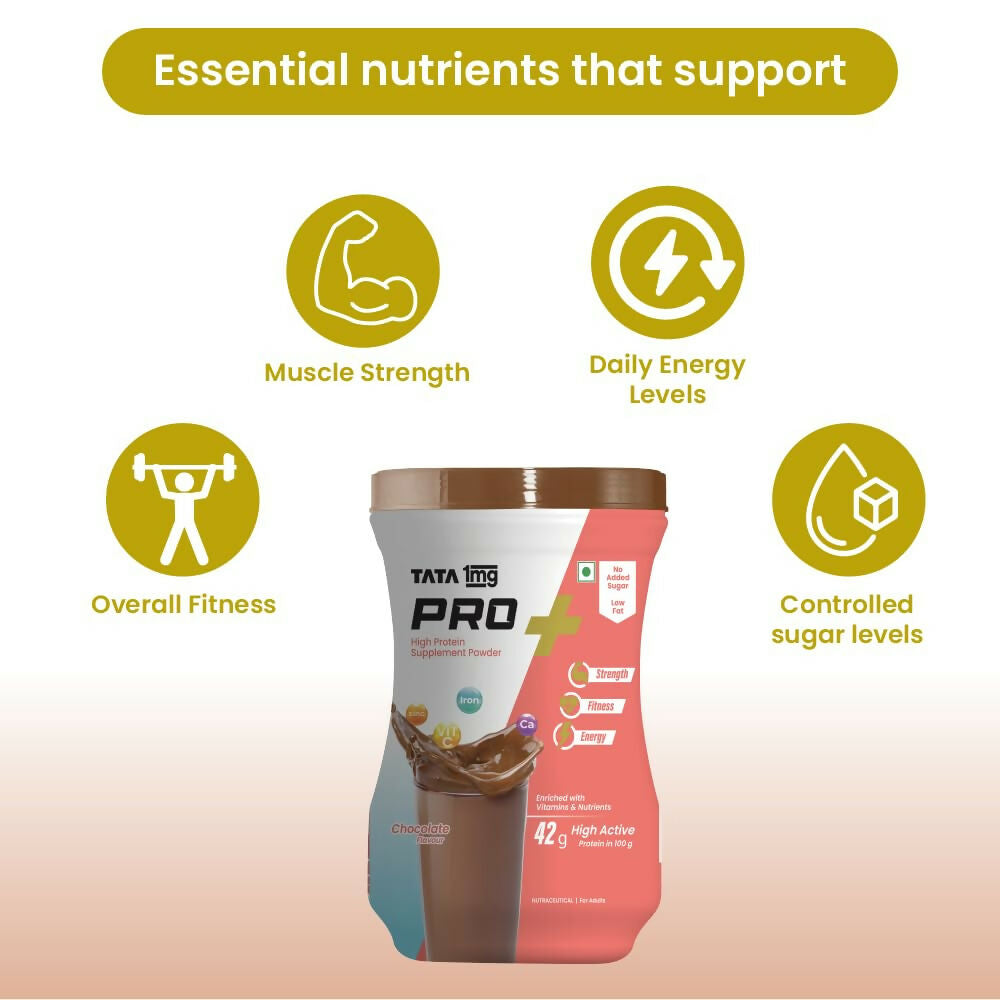 Tata 1mg Pro+ Soy Protein Supplement Powder(Chocolate Flavour)
