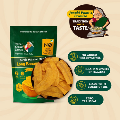 Sweet Karam Coffee Kerala's Long Banana Chips (Malabar Masala)