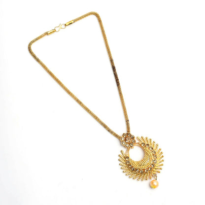 Mominos Fashion Johar Kamal Gold-Polished Brass Finish Long Necklace For Women (Golden)