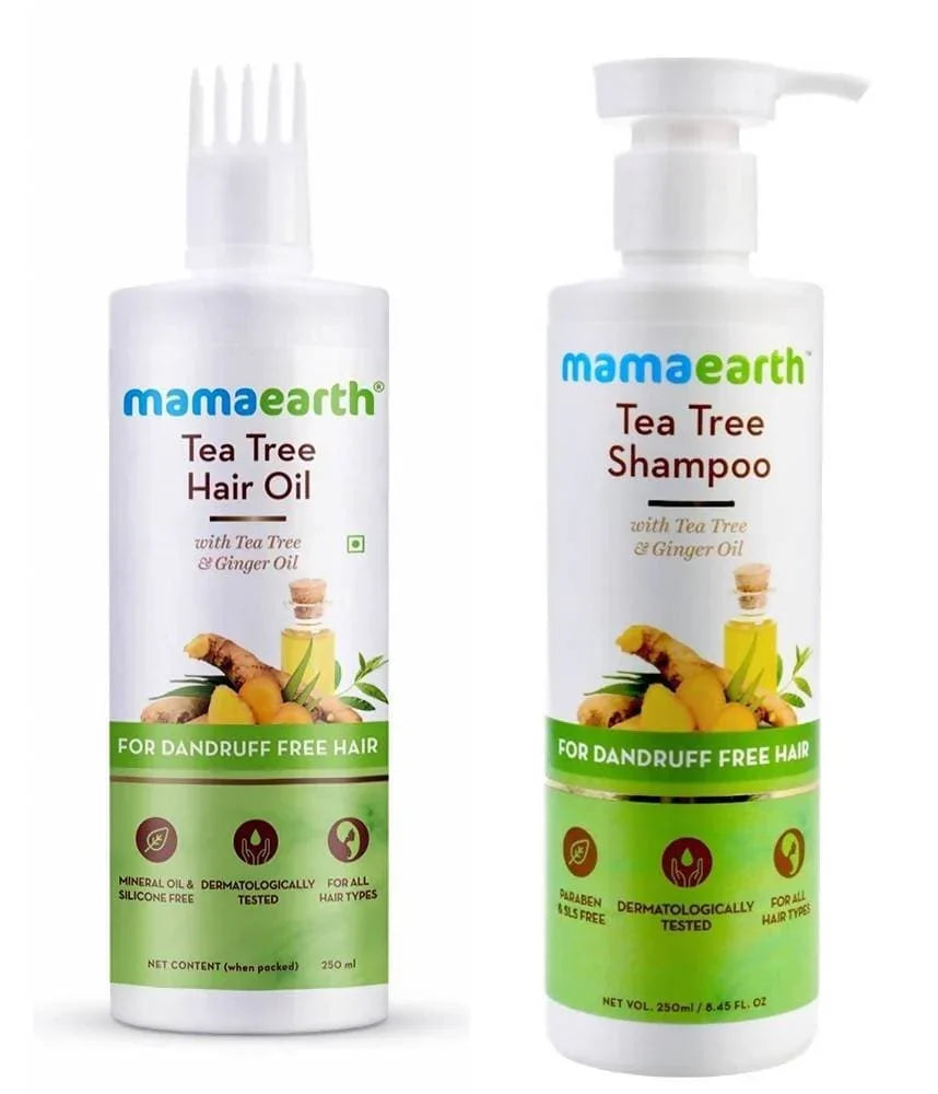 Mamaearth Tea Tree Anti Dandruff Shampoo + Hair Oil For Dandruff Free Hair Combo -250