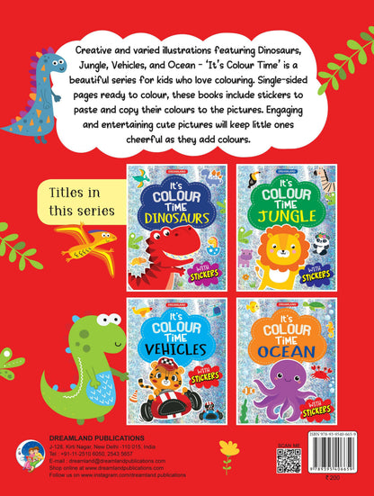 Dreamland Dinosaurs- It's Colour time with Stickers : Children Drawing, Painting & Colouring Book